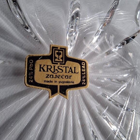 New Kristal Zajecar Vtg 24% Lead Crystal 2 Hearts Together Box W Lid Trinket Box - Picture 6 of 11